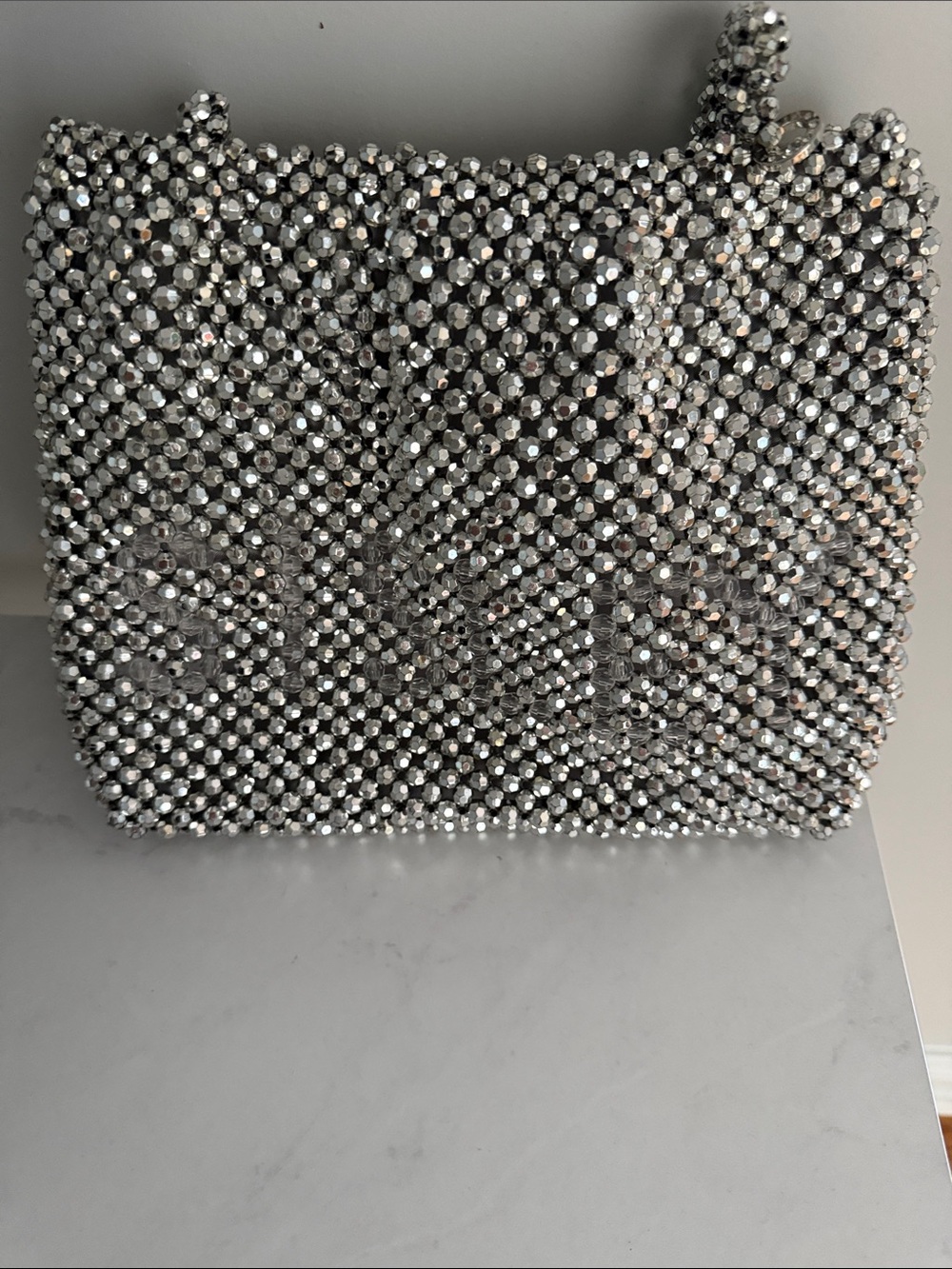 SISLEY SILVER BEADED BAG